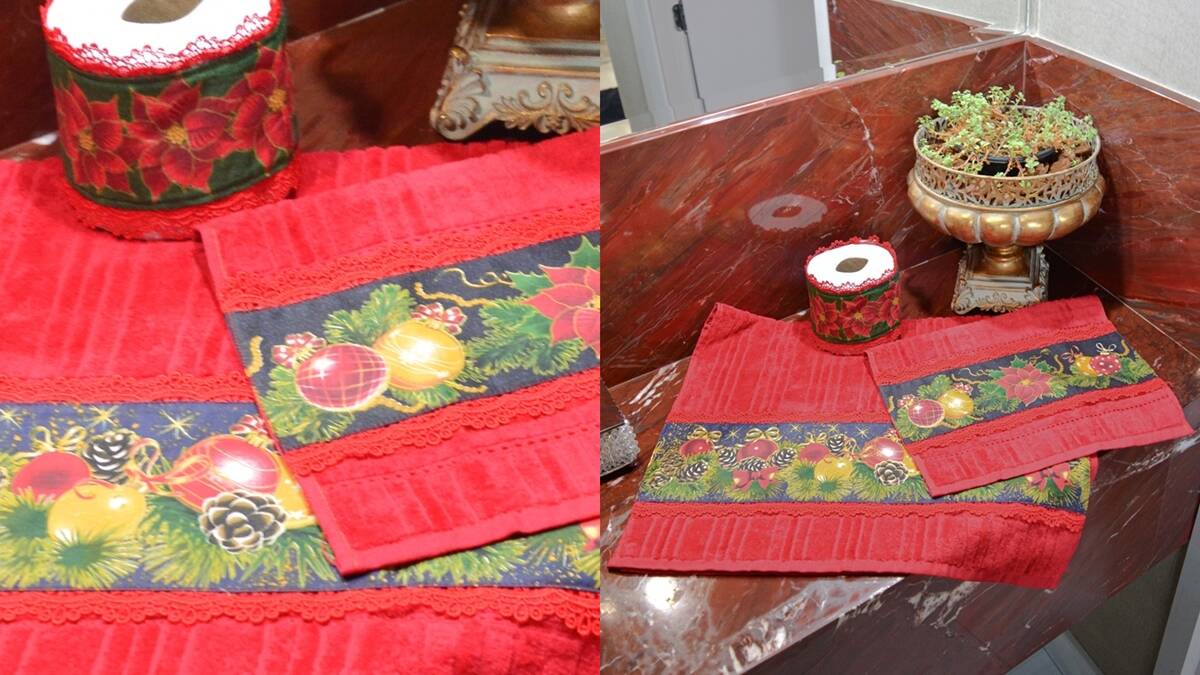 Kit Lavabo Natal Elegante em Patchwork: Aprenda a Fazer o Seu!