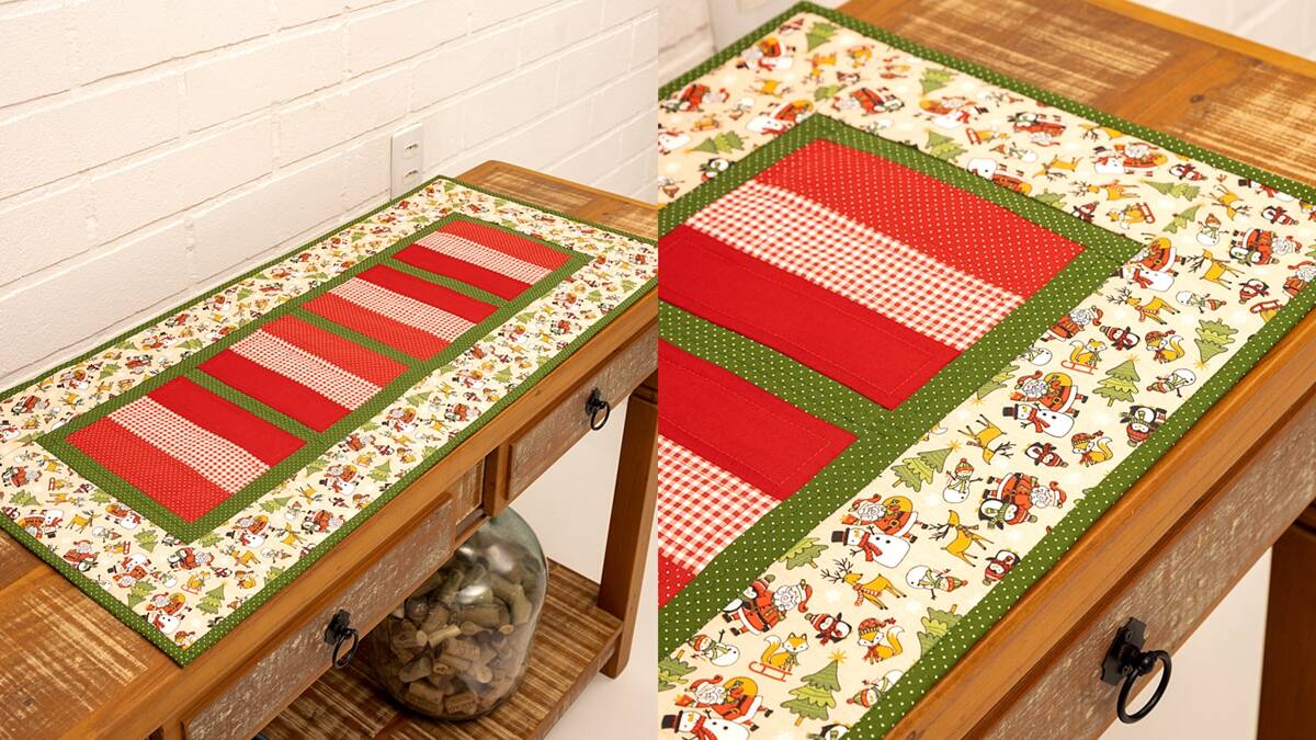 Trilho de Mesa Natalino em Patchwork: Faça o Seu!