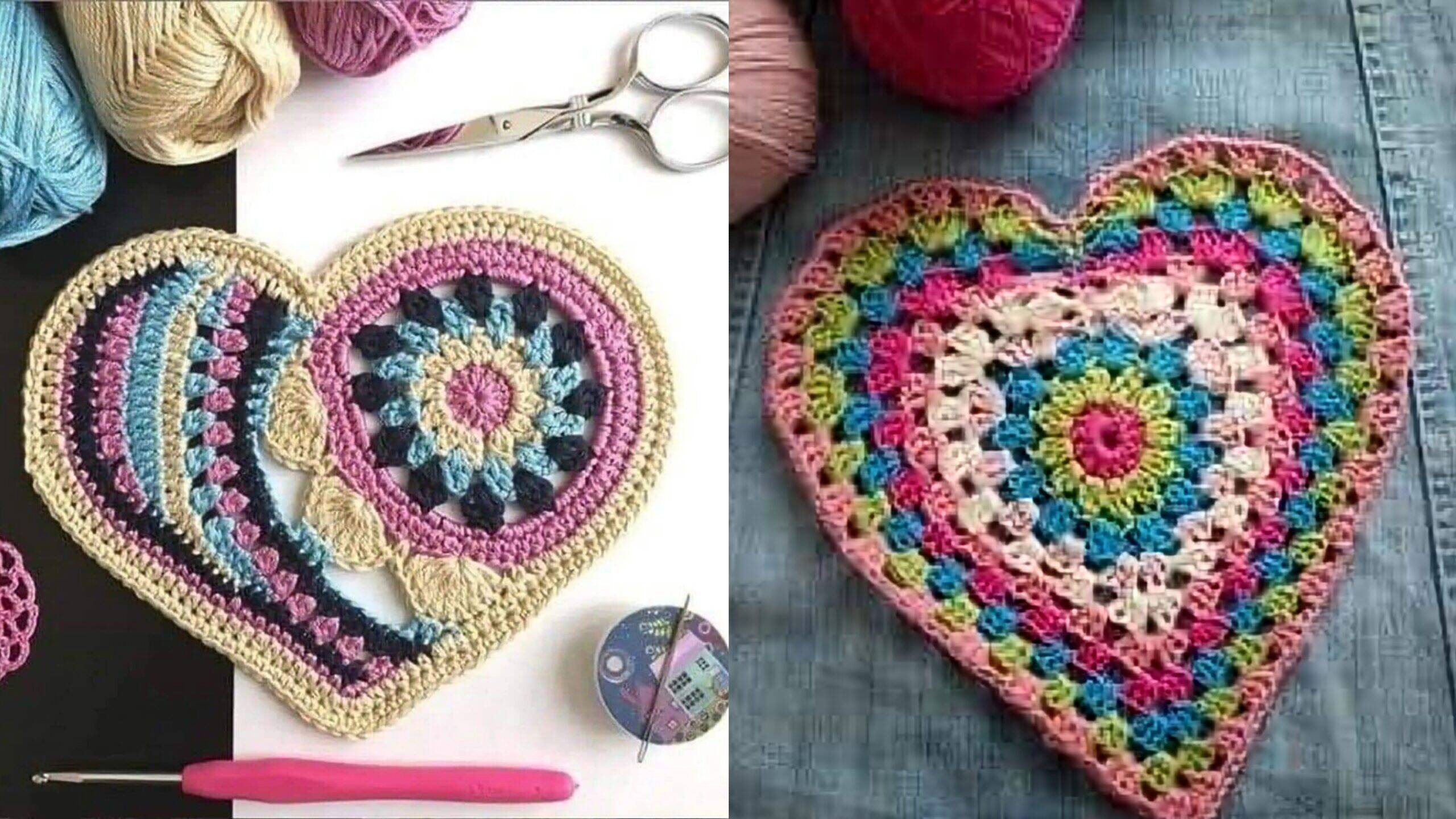 Squares de Coração em Crochê para Aplicação: Um Toque Romântico e Encantador