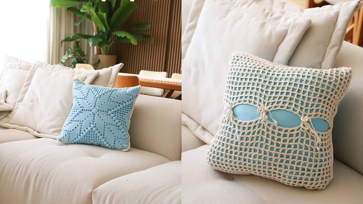 Almofada de Crochê Azul Candy: Aprenda a Fazer a Sua!