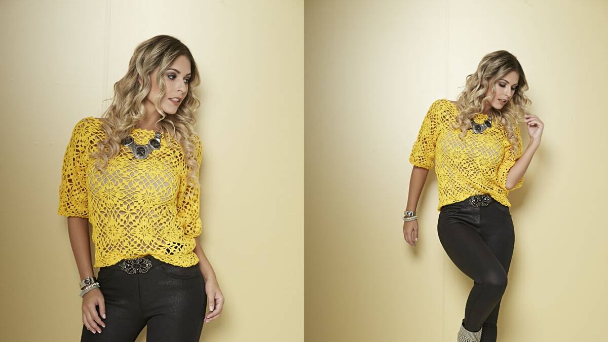 Blusa em Crochê Meia Manga Amarela: Faça a Sua Linda Blusa!