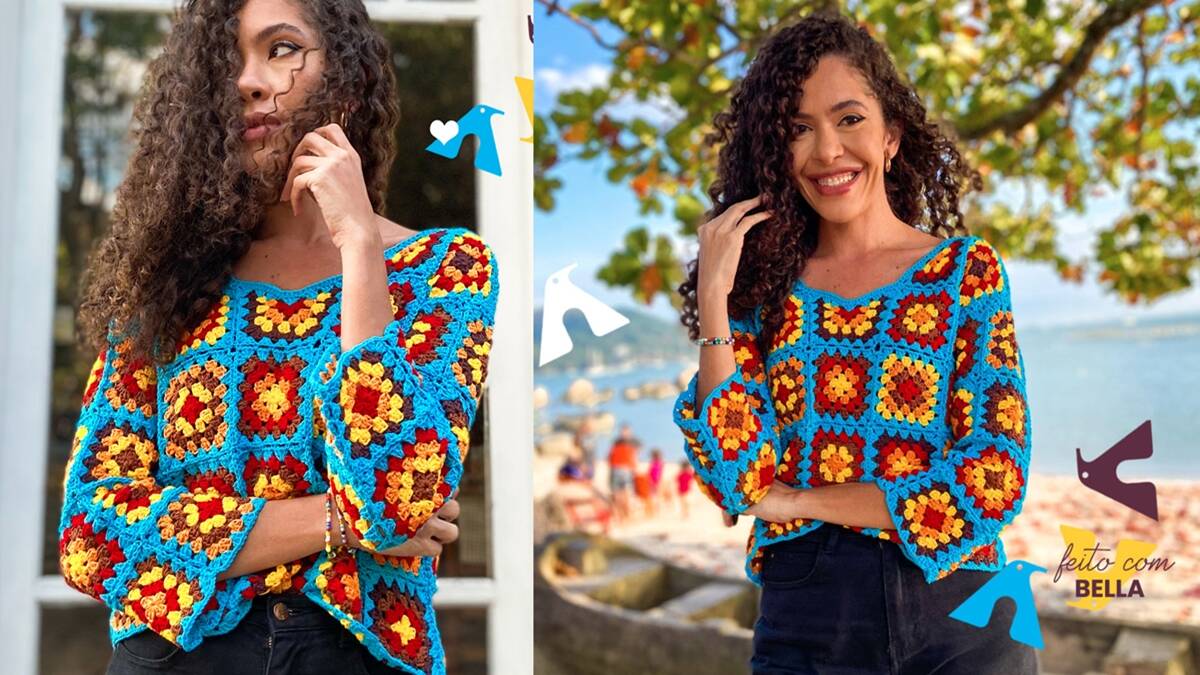 Blusa de Crochê com Quadradinhos da Vovó: Faça a Sua!