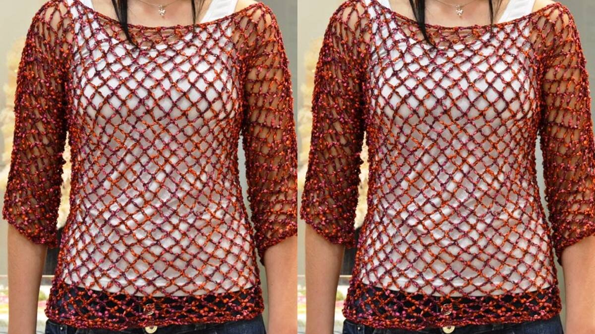 Blusa Laranja de Crochê: Peça Única e Elegante!