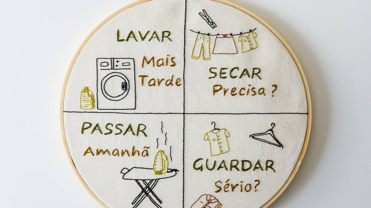 Bordado lavar Roupa: Organize o Dia a Dia da Sua Família!