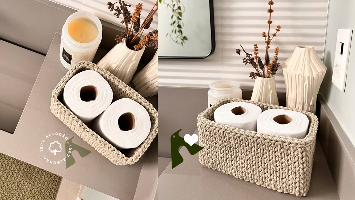 Cesto de Crochê Retangular: Artesanato Útil Feito Por Você!