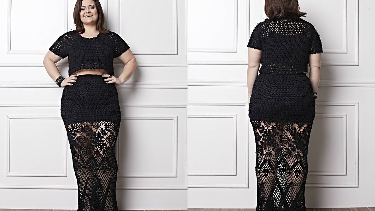 Conjunto de Crochê Preto – Plus Size: Um Conjunto Para Festas!