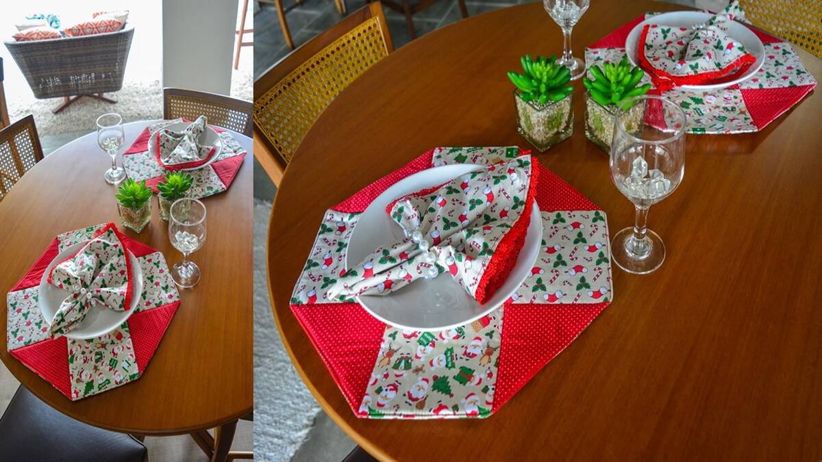Jogo Americano com Guardanapo de Natal em Patchwork: Guia!