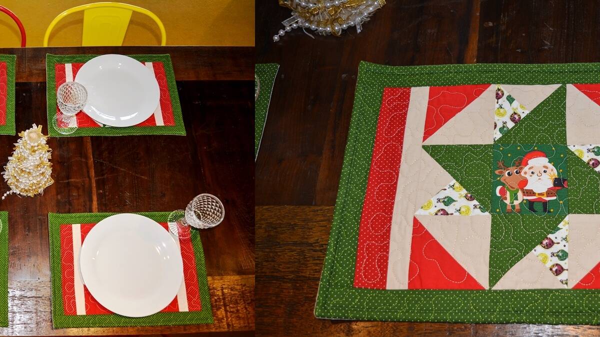 Jogo Americano Papai Noel em Patchwork: Faça o Seu!