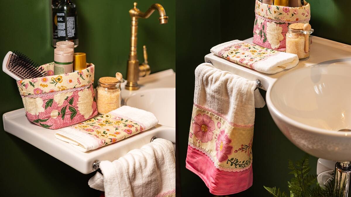 Kit Lavabo Floral em Patchwork: Mais Charme no Banheiro!