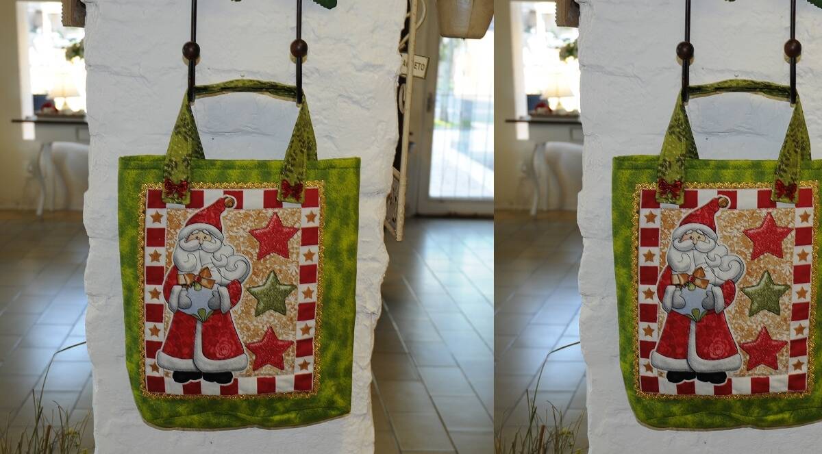 Sacola em Patchwork de Papai Noel: Decore Sua Casa No Natal!