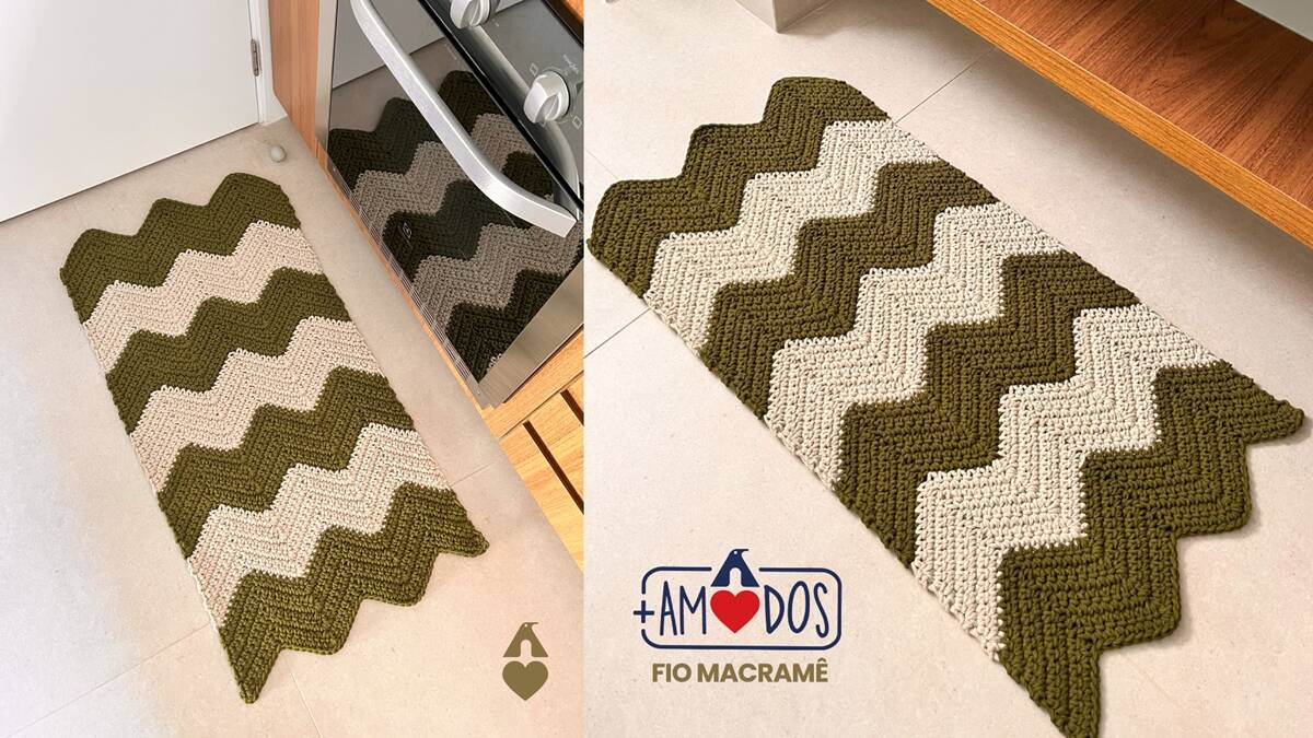 Tapete Chevron em Crochê Com Fio Macramê: Faça o Seu!