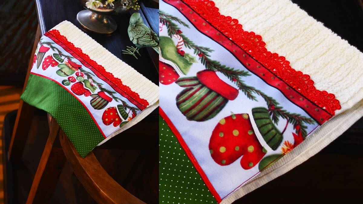 Toalha em Patchwork: Uma Linda Toalha de Natal Para o Lavabo!