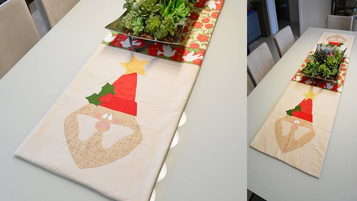 Trilho de Mesa Noel em Patchwork: Enfeite Sua Mesa no Natal!