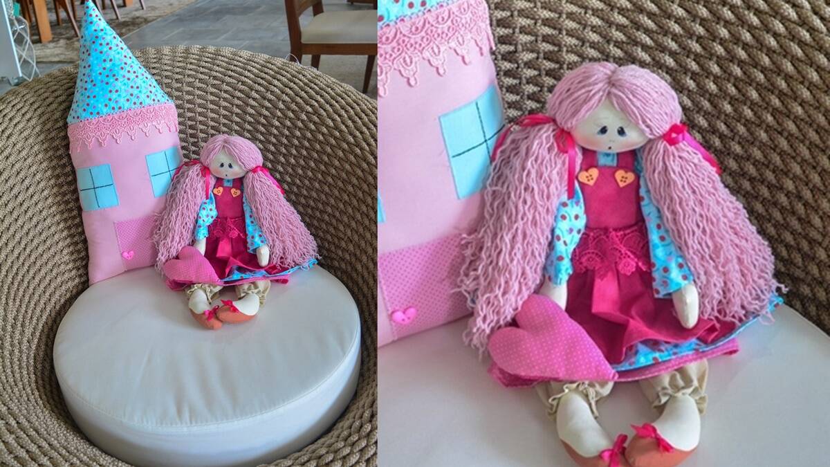 Almofada Casinha e Boneca em Patchwork: Aprenda a Fazer!