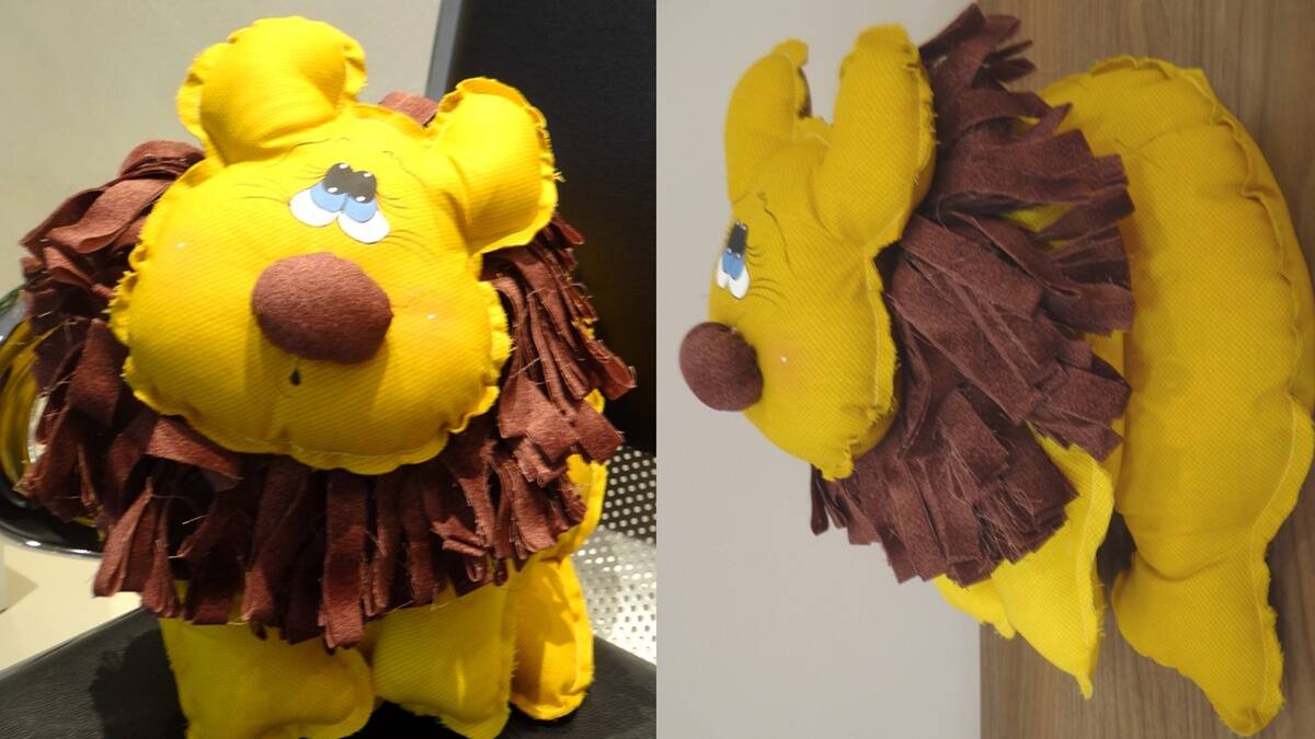Almofada de Leão em Patchwork: Um Toque de Força e Fofura!