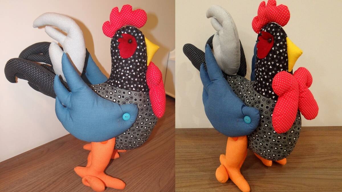 Almofada de Galo em Patchwork: Estilo e Alegria para Decoração!