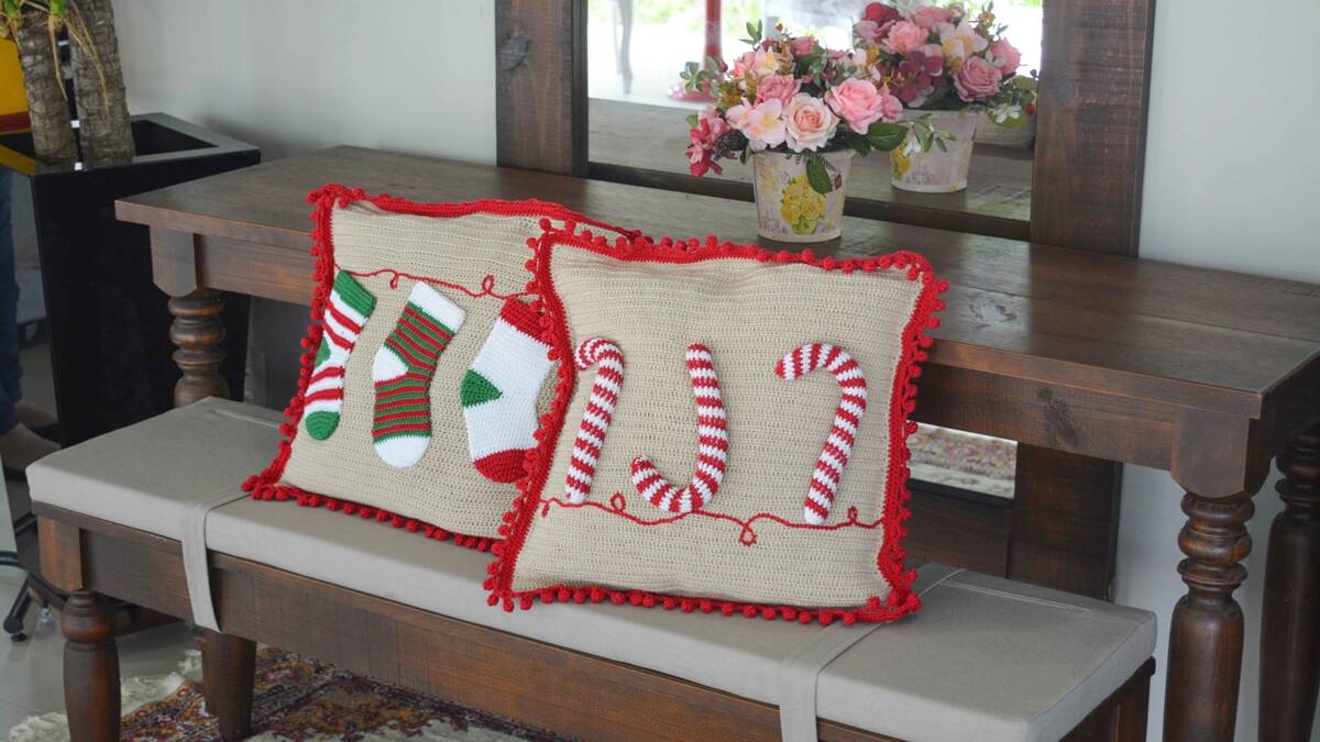 Almofadas de Crochê para o Natal: Mais Detalhes na Decoração!