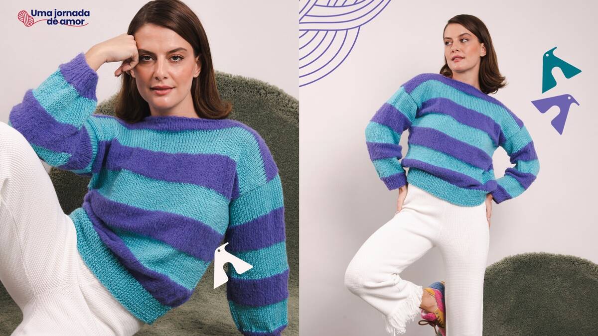Blusa de Tricô Listrada: Um Modelo Charmoso e Chamativo!