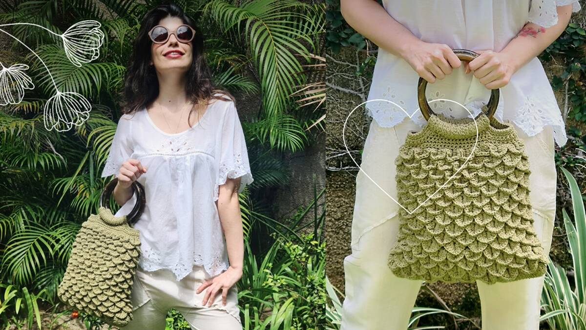 Bolsa de Crochê Escama: Modelo Lindo e Elegante!