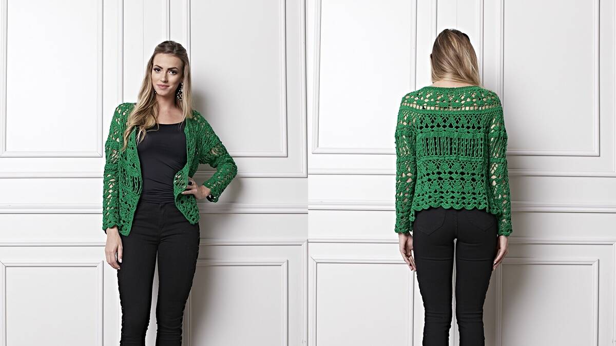 Cardigã de Crochê Verde: Um Modelo Lindo e Elegante!