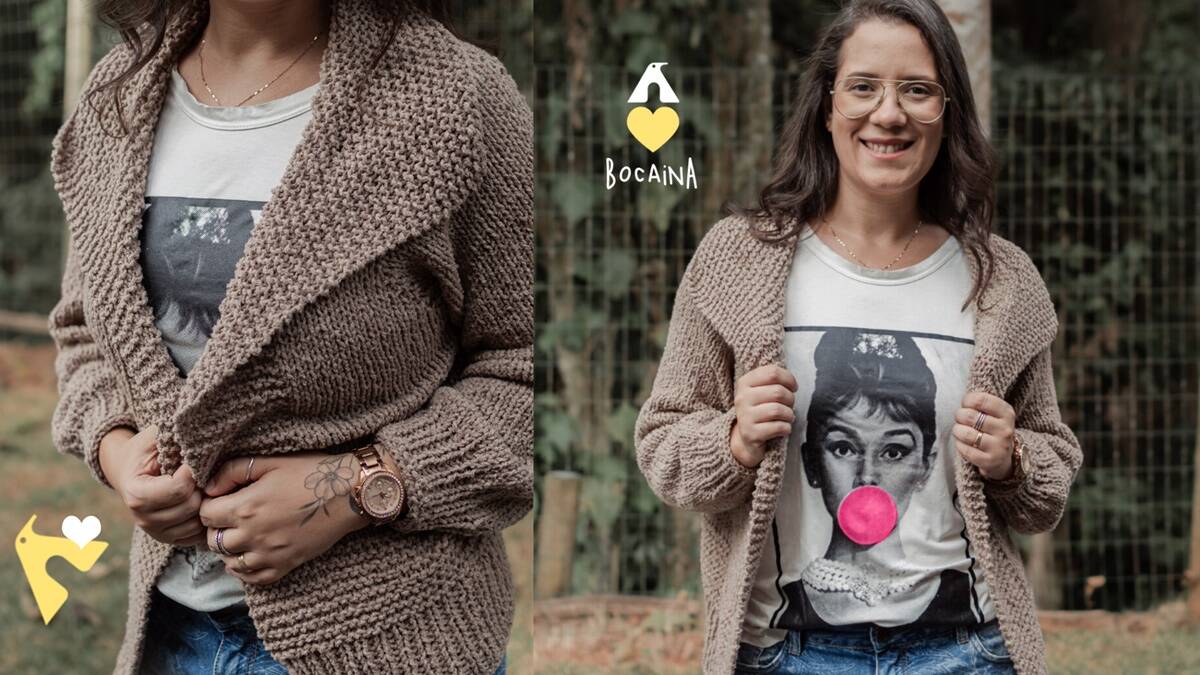 Cardigã em Tricô Beladona: Um Modelo Charmoso e Elegante!
