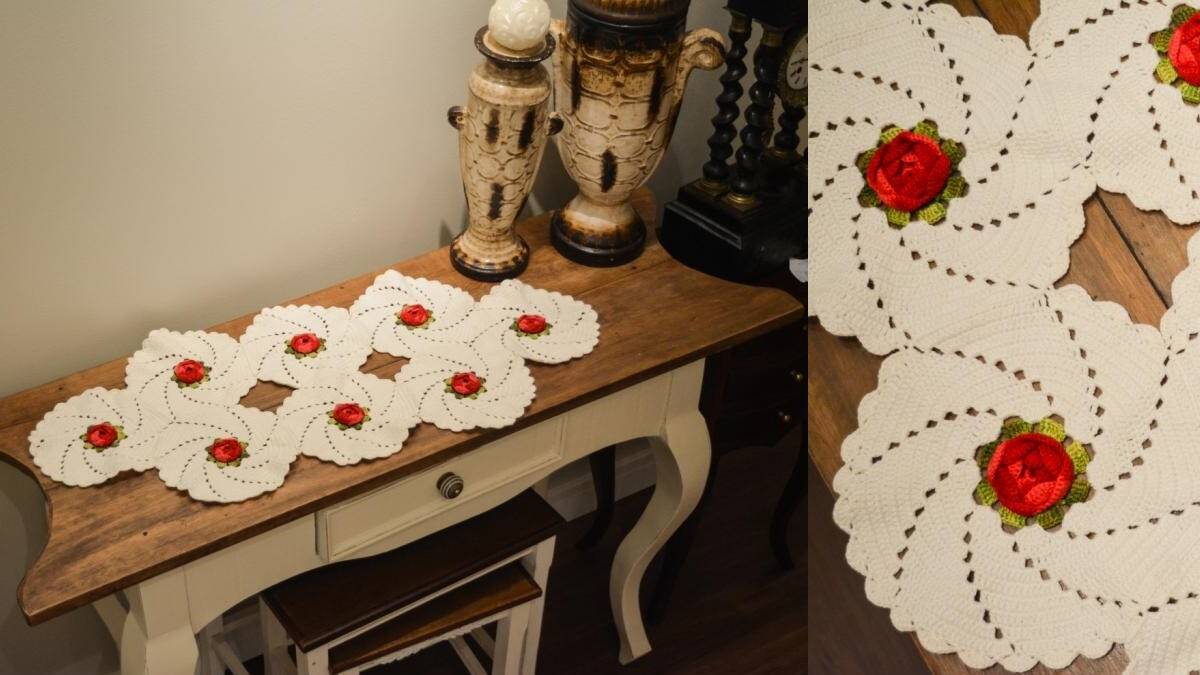 Trilho de Mesa em Crochê Romance: Sofisticação e Estilo!