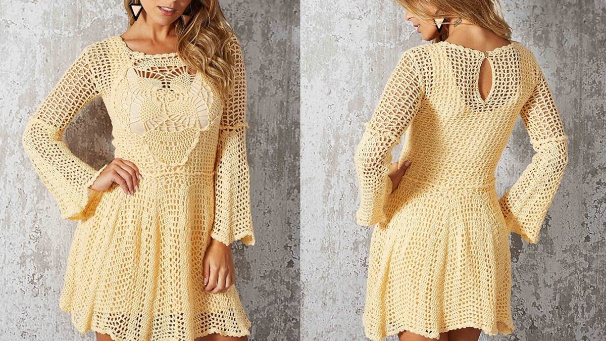 Vestido em Crochê Charme: Um Modelo Fofo e Estiloso!