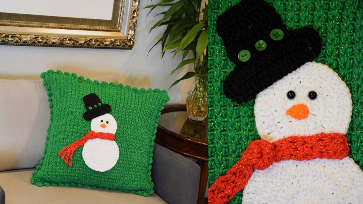 Almofada de Crochê Boneco de Neve: A Decoração Perfeita!