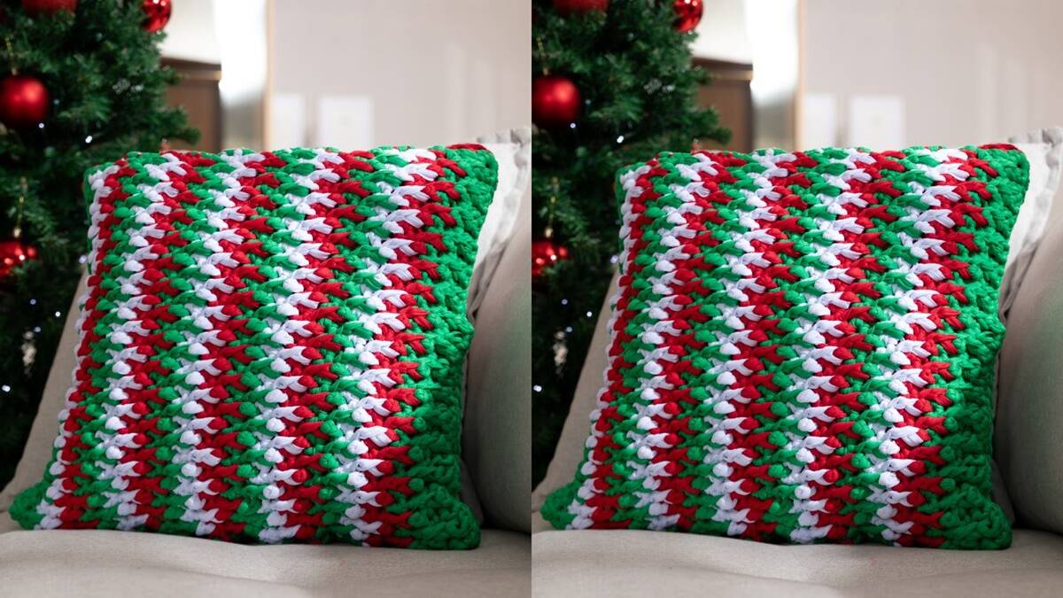 Almofada de Crochê Natalino: Decore Sua Casa para o Natal!