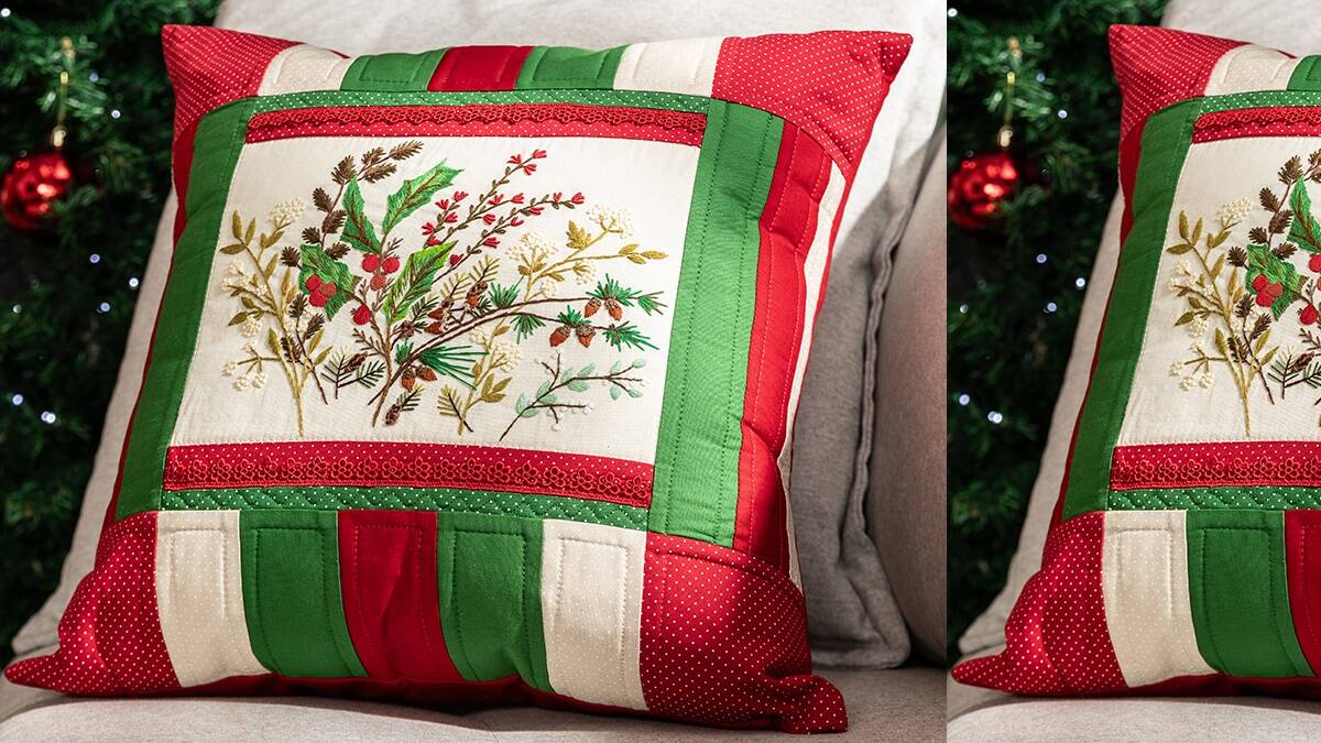Patchwork Natalino: Uma Almofada Linda Para sua Decoração!