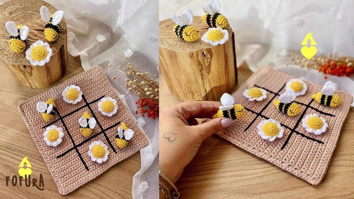 Amigurumi do Jogo da Velha: Tema Abelhinhas – Faça o Seu!