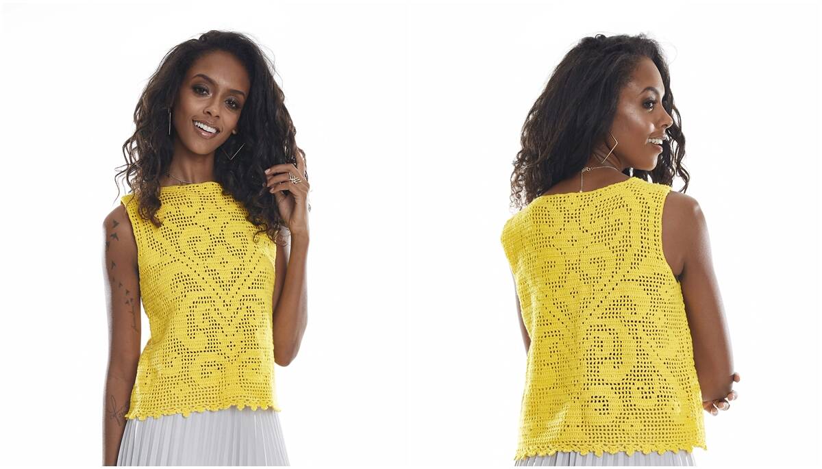 Blusa de Crochê Canário: Um Modelo Lindo e Leve para o Verão!