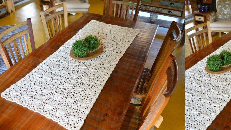 caminho de mesa em crochê