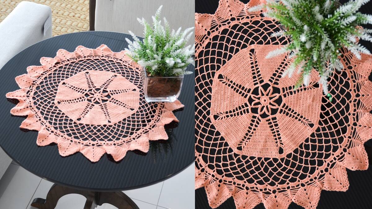 Centro de Mesa em Crochê Pêssego: Um Peça Simples e Linda!