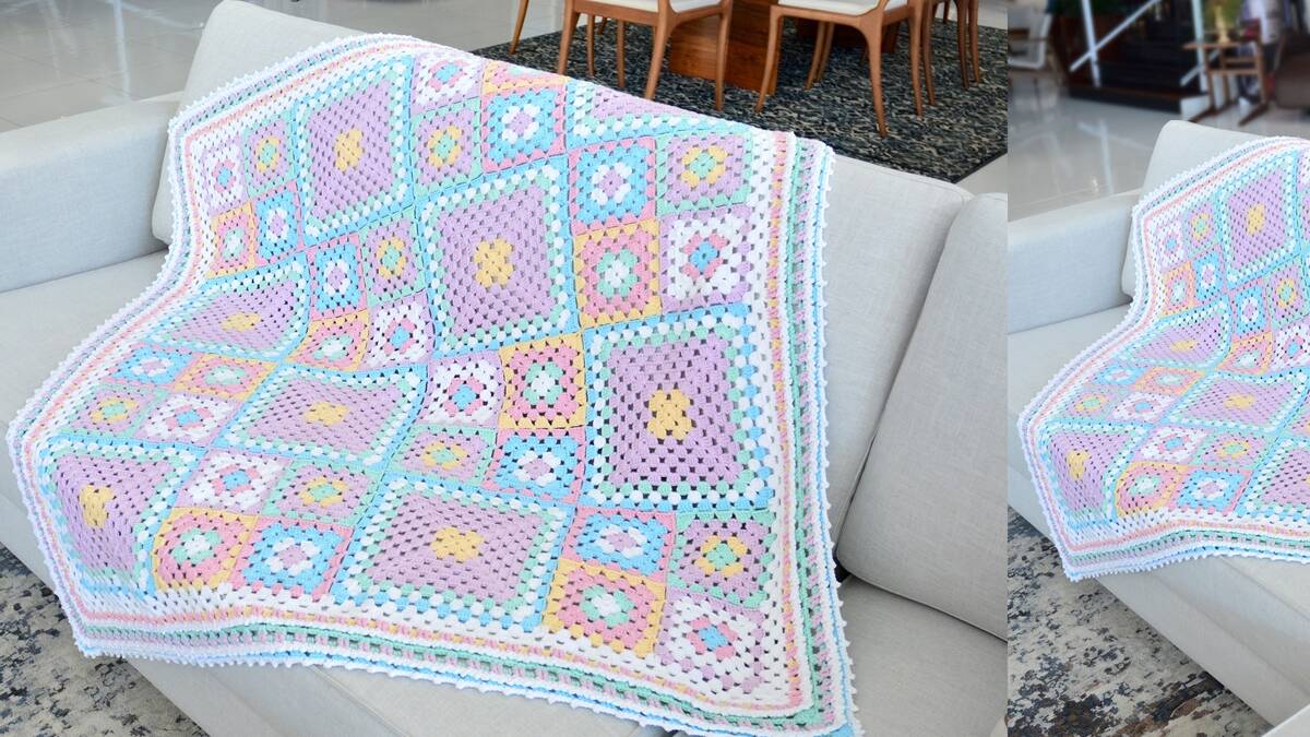 Manta de Crochê Candy: Decoração Criativa e Aconchegante!