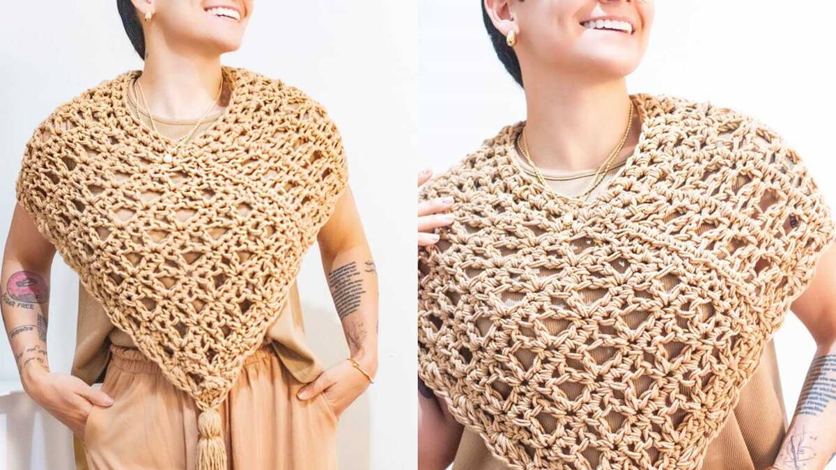 Pelerine de Crochê Avelã: Um Toque de Aconchego e Estilo!