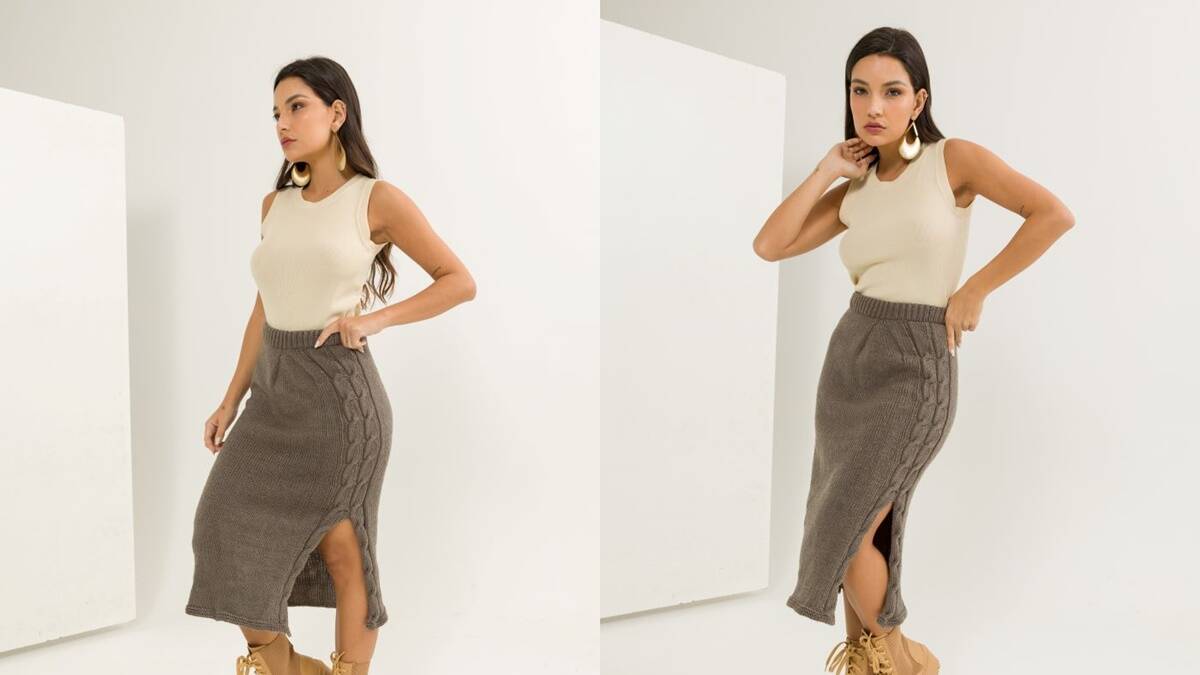Saia de Tricô Neblina: Um Modelo Lindo e Elegante!