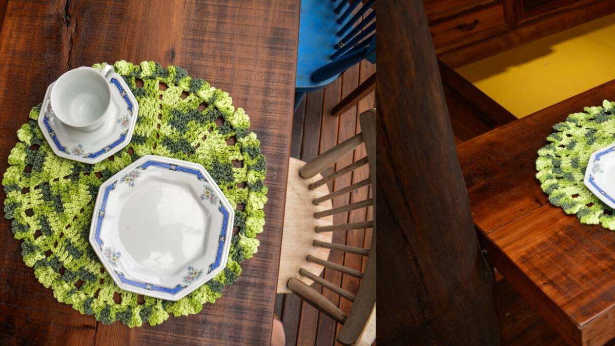 Sousplat de Crochê Folha: Um Toque Colorido na Sua Mesa!