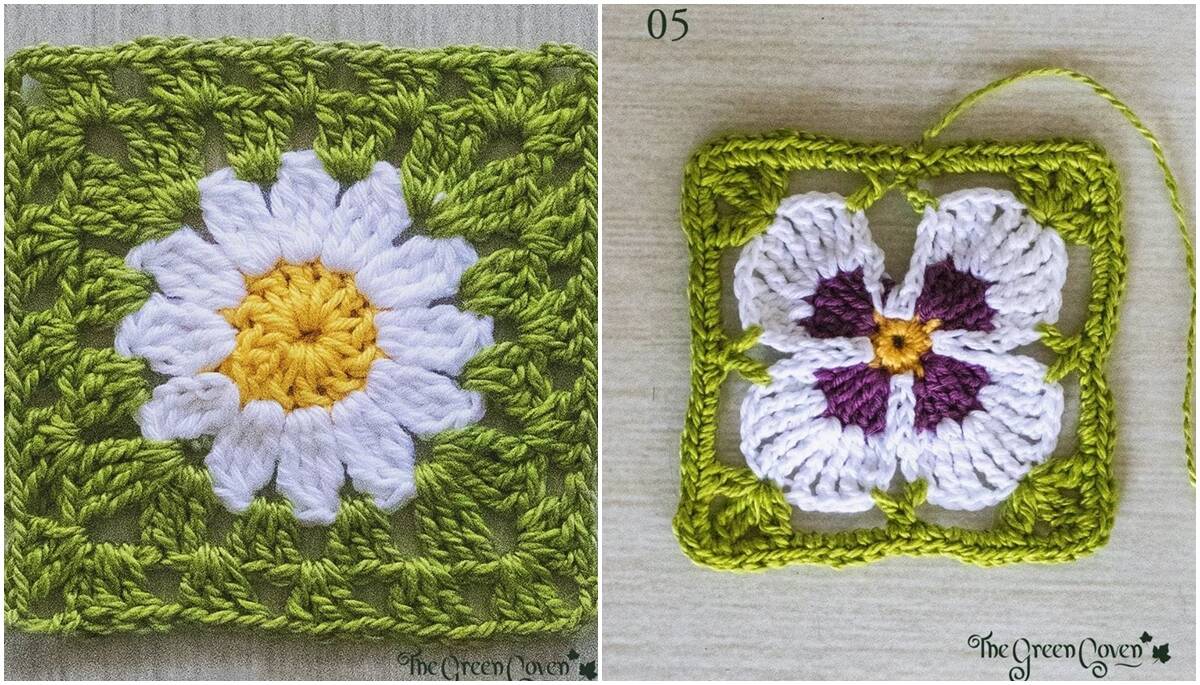 Squares em Crochê Floral: Use Esses Gráficos Lindos para Seus Projetos!