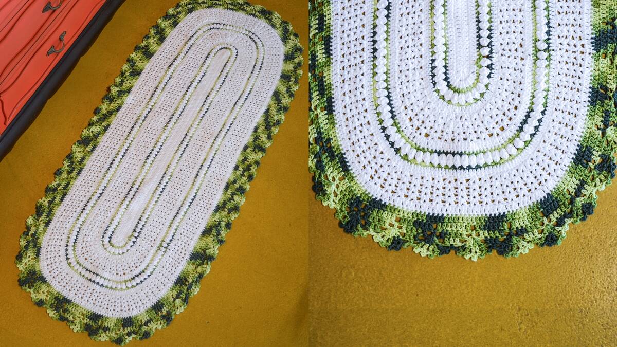 Tapete em Crochê Oval Folhagem: Modelo Lindo e Elegante!