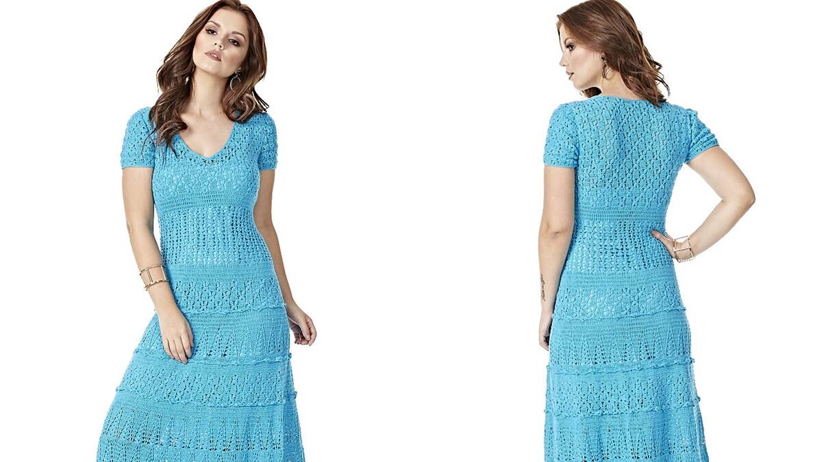 Vestido de Crochê Azul: Uma Peça Linda que Encanta!