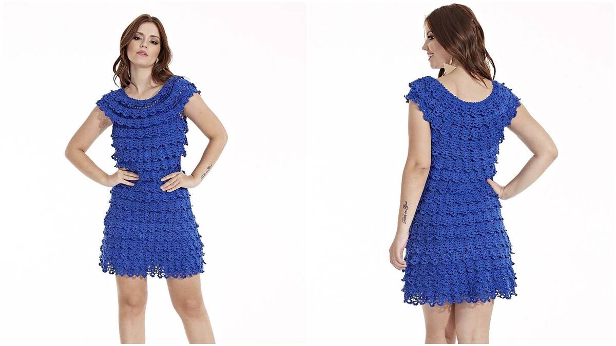 Vestido de Crochê Azul: Crie Esse Modelo Charmoso com Guia!