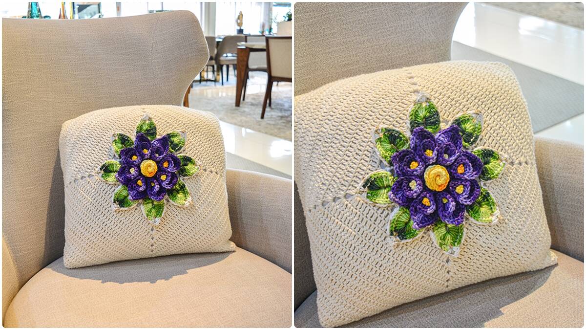 Almofada de Crochê Flor Natural: Uma Peça que Encanta!
