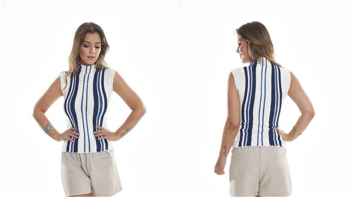 Blusa de Crochê Listrada: Uma Peça Linda para o Verão!