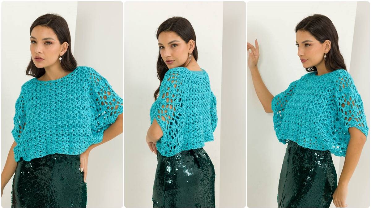 Blusa de Crochê Turquesa: Uma Peça Linda e Charmosa!