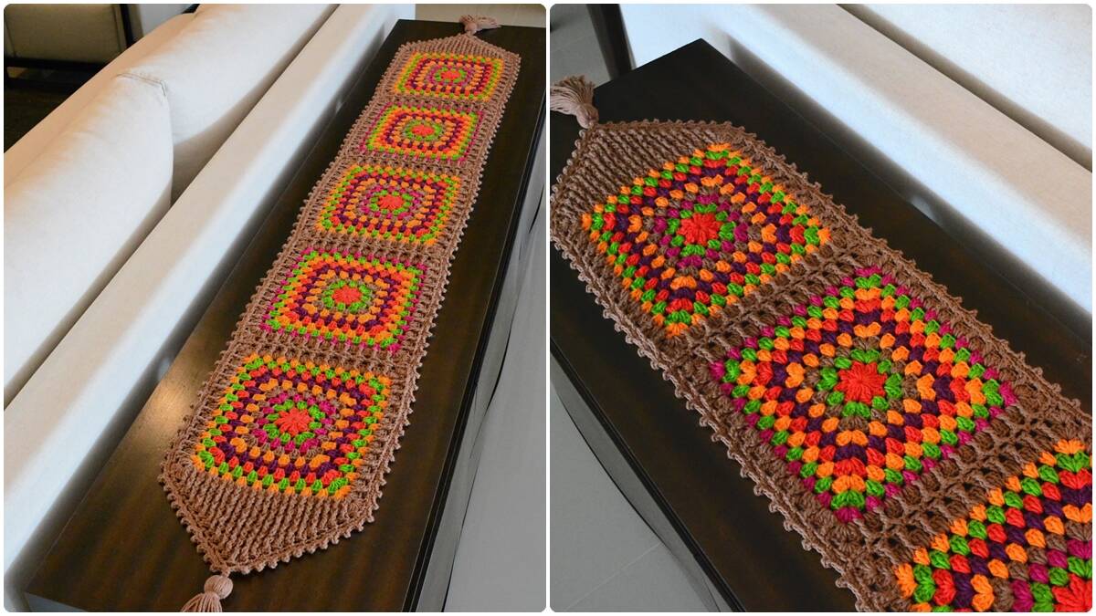 Trilho de Mesa em Crochê Square: Modelo Simples e Chamativo!