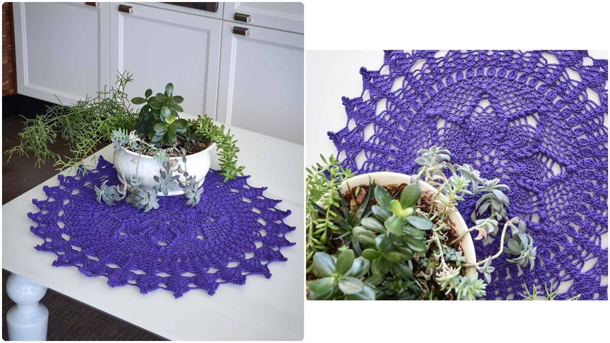 Centro de Mesa em Crochê Violeta: Decore Sua Casa!