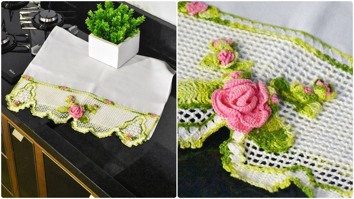 Pano de Prato em Crochê Rosa: Aprenda a Fazer o Seu!