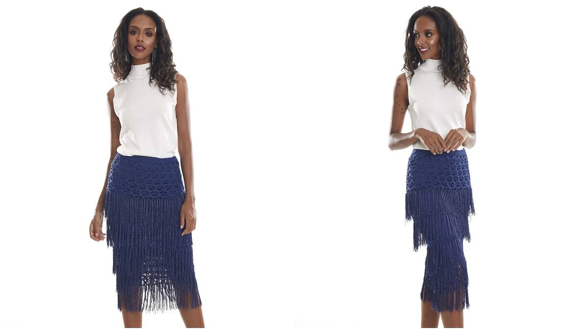 Saia de Crochê Azul com Franjas: Um Modelo Elegante e Lindo!