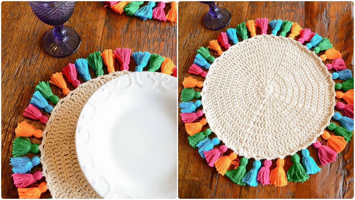 Sousplat de Crochê com Tasséis Coloridos: Faça o Seu!